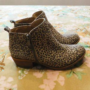 Lucky Brand Suede Leather Leopard Ankle Booties  - Good Condition